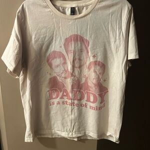 Cream Graphic T-Shirt with Pink Print